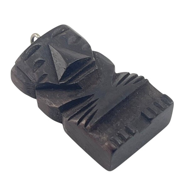 Hand-Carved Wooden Tiki Totem Pendant With Loop Hook For Necklace MCM - Picture 3 of 6